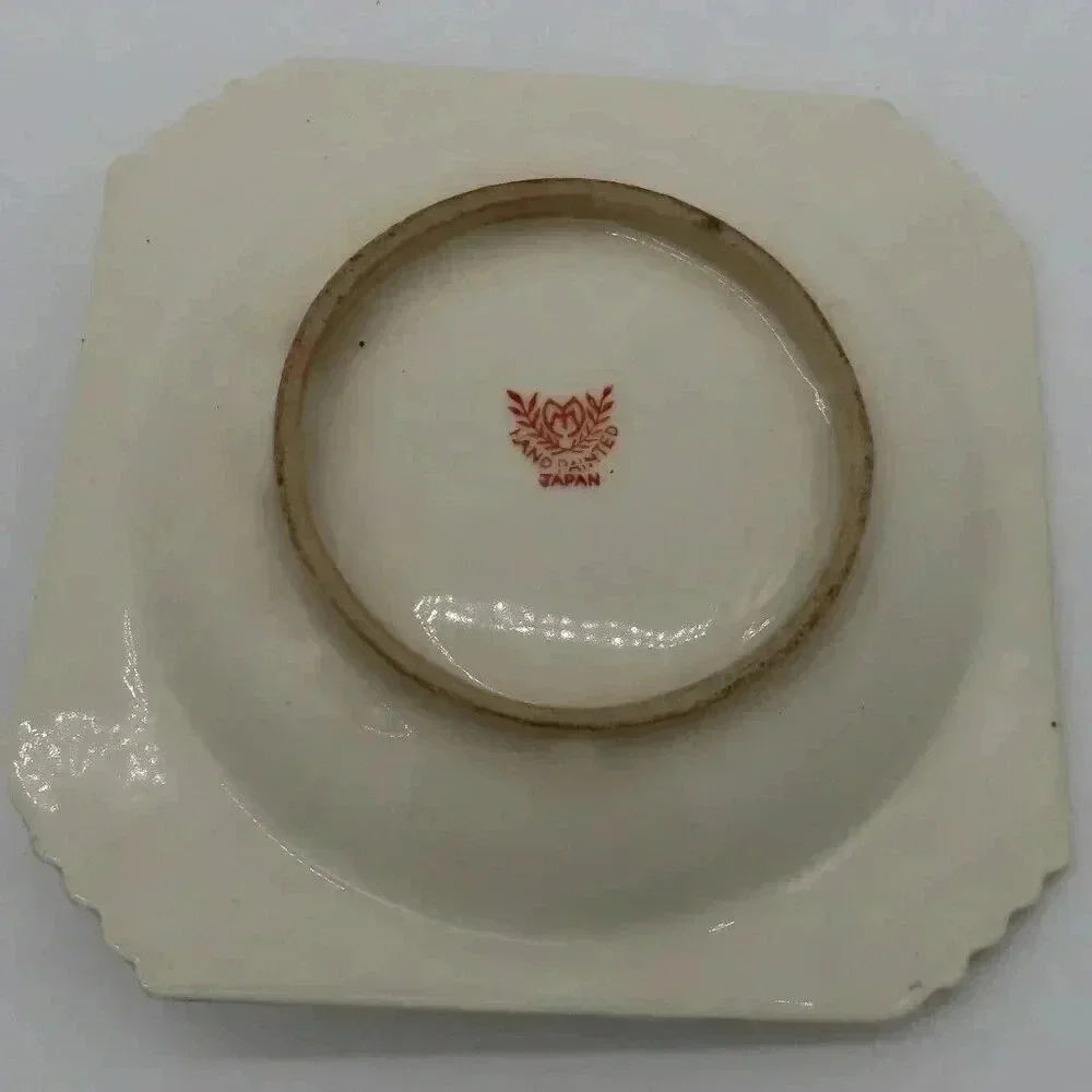 Japanese Porcelain Lemon Dish with Handle Hand Painted in Japan Vintage
